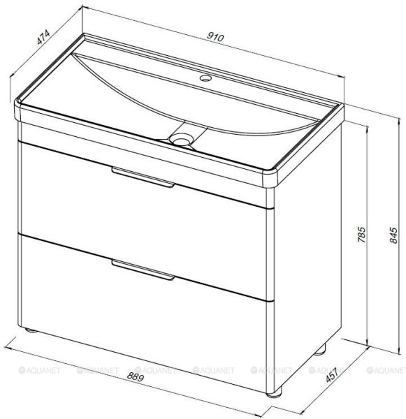 Тумба под раковину Aquanet Ирис New 336309 90 см белый глянец