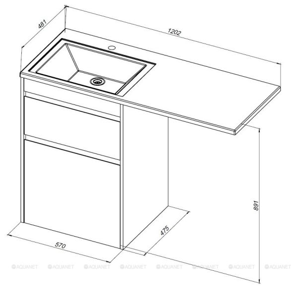 Тумба под раковину Aquanet Токио 333648 58 см дуб веллингтон