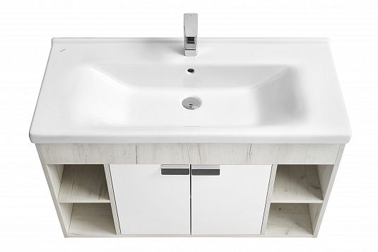 Тумба под раковину Акватон Флай 100см белый/дуб крафт 1A237501FAX10