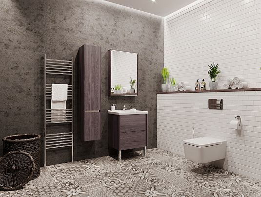 Тумба под раковину Акватон Стоун 60см грецкий орех 1A231401SXC80