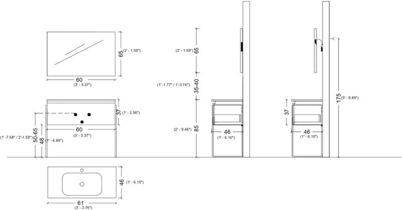 Тумба под раковину Armadi Art Vallessi 60см дуб тёмный 837-060-D