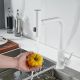 Смеситель для кухни Shevanik S263C с мультифункциональным изливом белый
