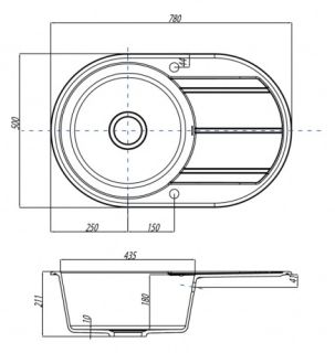 Мойка кухонная Акватон Амира 78см песочный