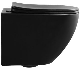 Подвесной унитаз ABBER Bequem безободковый чёрный матовый AC1100MB