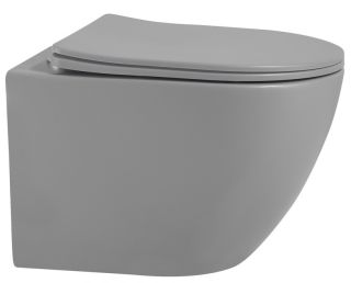 Подвесной унитаз ABBER Bequem AC1101MG безободковый серый матовый