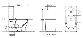 Унитаз-компакт Azario Maro AZ-2154 безободковый с бачком и сиденьем микролифт