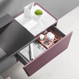 Комплект мебели для ванной Black&White Gravity V-2438 Unihopper drawers Steel no-hole mirror LED Anti-fog