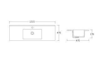 Раковина керамическая Vincea VBS-13120MA 121см антрацит матовый