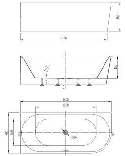 Ванна акриловая Vincea VBT-402-1800L, 1800*800*580, цвет белый, левая, щелевой перелив