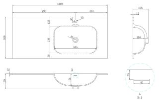 Раковина Vincea Elise VCB-4EL120MW-R, Corian правая, цвет белый матовый