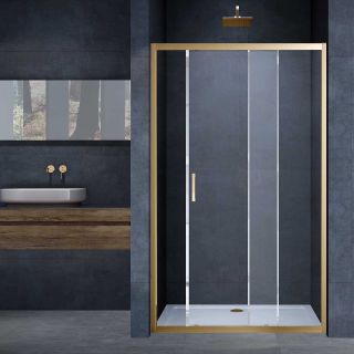 Душевая дверь Vincea Alpha VDS-3AL140CLG, 1400, брашированное золото, стекло прозрачное