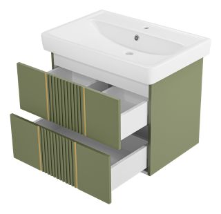 Подвесная тумба под раковину Brevita Vega VEG-09070-0802Я 70см зелёный/золото