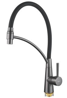 Смеситель для кухни Shevanik S743T-3 с подключением фильтра оружейная сталь/чёрный