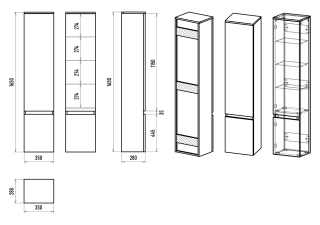 Универсальный шкаф - пенал Brevita Victory VIC-05035-080L левый 35см зелёный