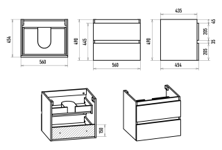 Подвесная тумба под раковину Brevita Victory VIC-09060-0802Я 60см зелёный