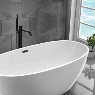 Смеситель для ванны напольный Vincea Desire VTF-1DMB с регулятором давления, однорычажный, черный