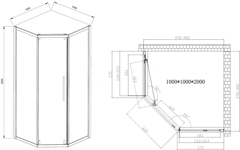 Душевой уголок Vincea Show VSP1-4SH100CL 100x100 см хром