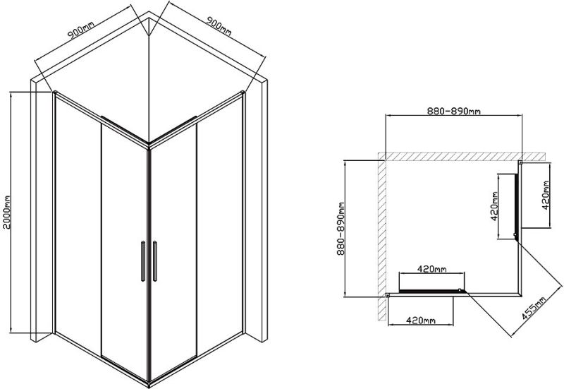 Душевой уголок Vincea Slim-U VSS-2SU900CL 90x90 см, профиль хром, стекло прозрачное