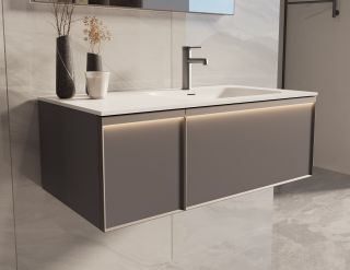 База под раковину Vincea Elise 1000 подвесная, правая, 2 выкатных ящика soft-close, серый матовый