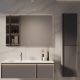 База под раковину Vincea Elise 1200 подвесная, левая, 2 выкатных ящика soft-close, серый матовый