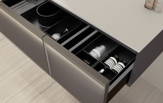 База под раковину Vincea Elise 800 подвесная, 2 выкатных ящика soft-close, серый матовый