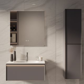 База под раковину Vincea Elise 800 подвесная, 2 выкатных ящика soft-close, серый матовый