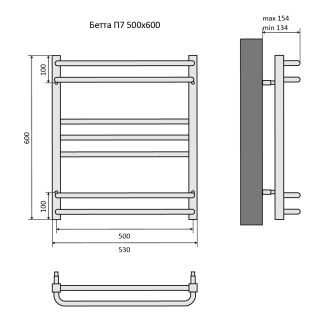 Водяной полотенцесушитель Aquatek Бетта AQ KRC0760CH П7 50x60см хром