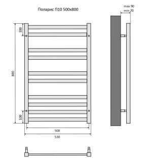 Водяной полотенцесушитель Aquatek Поларис AQ KO1080CH П10 50x80см хром