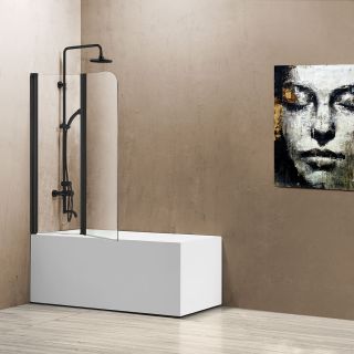 Шторка на ванну Vincea VSB-12114CLB 114 см, профиль черный, стекло прозрачное