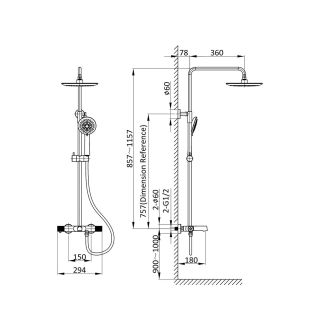 Душевая система Vincea Desire VSFS-1D1TMB термостатическая черный