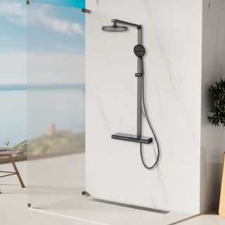 Душевая стойка Vincea Aspire VSFS-4AS1GM, вороненая сталь