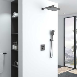 Душевой комплект Vincea VSFW-321MT1GM встраиваемый, термостатический, двухрежимный, вороненая сталь