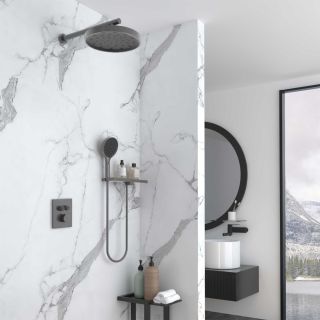 Душевой комплект Vincea Inspire VSFW-3I21MT2RGM встраиваемый, термостатический, двухрежимный, вороненая сталь