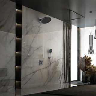 Душевой комплект Vincea Inspire VSFW-3I21MT3GM встраиваемый, термостатический, двухрежимный, вороненая сталь