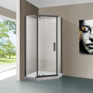 Душевой уголок Vincea Stresa VSP-1S900CLGM, 900*900, вороненая сталь, стекло прозрачное