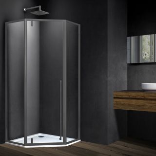 Душевой уголок Vincea Penta VSP-3P900CLGM, 900*900, вороненая сталь, стекло прозрачное