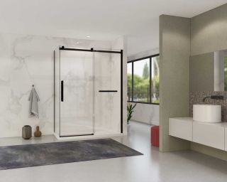 Душевой уголок Vincea Como Soft VSR-1CS1015CLB, 1500*1000, черный, стекло прозрачное