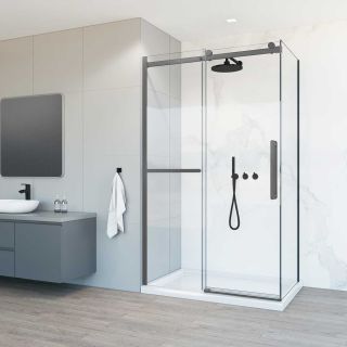 Душевой уголок Vincea Como Soft VSR-1CS9012CLGM, 1200*900, вороненая сталь, стекло прозрачное