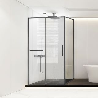 Душевой уголок Vincea Slim Soft VSR-1SS1015CLGM, 1500*1000, вороненая сталь, стекло прозрачное