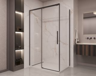 Душевой уголок Vincea Stella VSR-1ST8015CLB, 1500*800, черный, стекло прозрачное