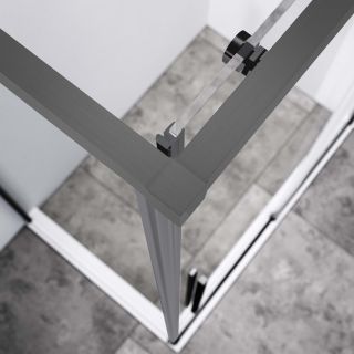 Душевой уголок Vincea Slim-N VSR-4SN8011CLGM, 1100*800, вороненая сталь, стекло прозрачное