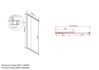 Душевой уголок Vincea Garda VSS-1G8090CLBN, 900*800, брашированный никель, стекло прозрачное