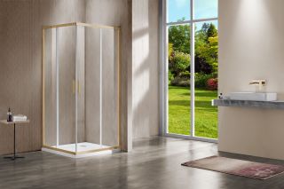 Душевой уголок Vincea Garda VSS-1G9012CLG, 1200*900, брашированное золото, стекло прозрачное