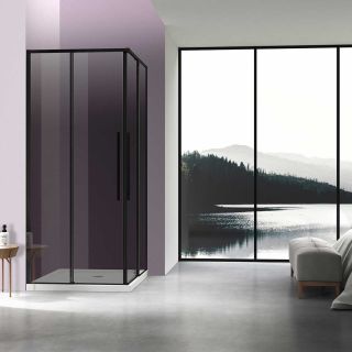 Душевой уголок Vincea Slim-N VSS-4SN9010CGB, 1000*900, черный, стекло тонированное