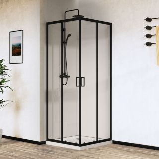 Душевой уголок Vincea City VSS-5CT9010CLB, 1000*900, черный, стекло прозрачное