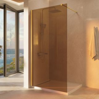 Душевая перегородка Vincea Walk-In VSW-1H100GSG, 1000*2000, матовый золотой, стекло янтарь