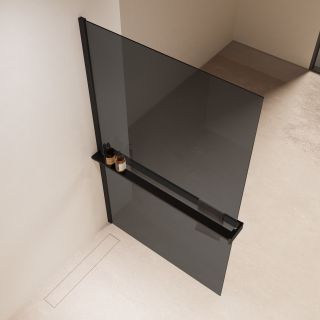 Душевая перегородка Vincea Walk-In VSW-1HR100CGB, 1000*2000, черный, стекло тонированное