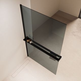 Душевая перегородка Vincea Walk-In VSW-1HR100MRB, 1000*2000, черный, стекло зеркальное