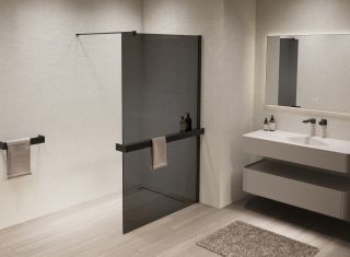 Душевая перегородка Vincea Walk-In VSW-1HR900CGB, 900*2000, черный, стекло тонированное