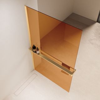 Душевая перегородка Vincea Walk-In VSW-1HR900GSG, 900*2000, матовый золотой, стекло янтарь